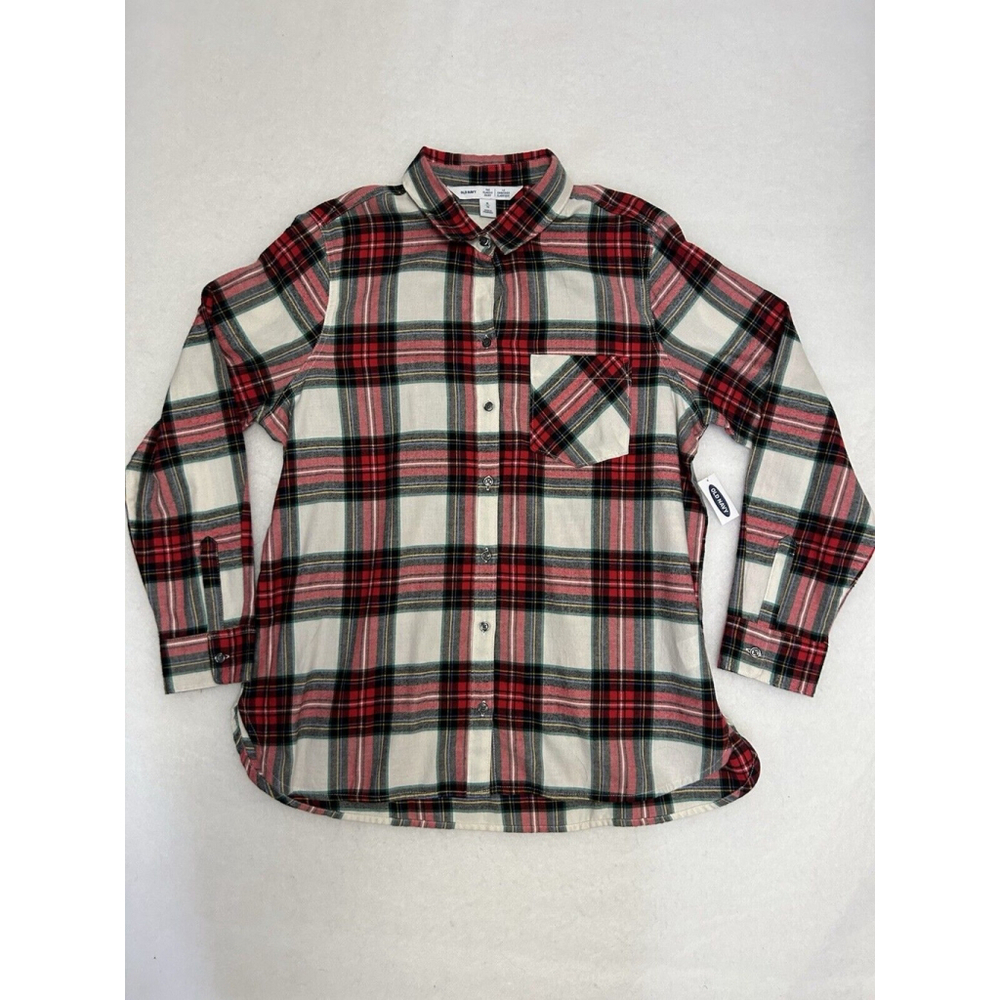NWT Old Navy The Classic Plaid Women's XL Button Up Red Plaid Shirt Casual